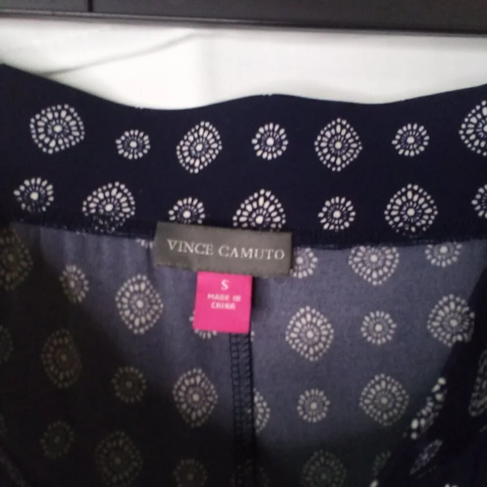 Vince Camuto Pants Women S Pull On Elastic Waist Soft Stretched Pattern Blue